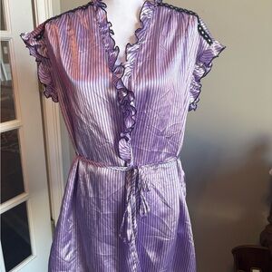 Seductivewear by Cinema Etoile Silky Striped Robe with Ruffles Lingerie L